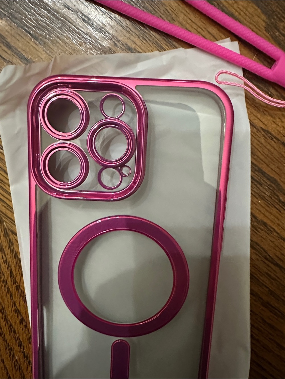 iPhone 16 Pro Max Pink Removable Glitter Magnetic MagSafe Compatible Phone Case - Picture 5 of 6